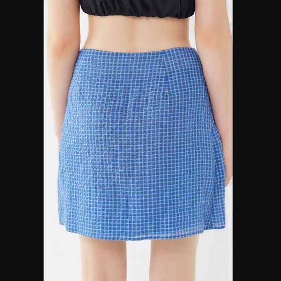 NWT The East Order Mahlia Plaid Wrap Mini Skirt in Cobalt | size S *SKIRT ONLY* - Picture 6 of 15